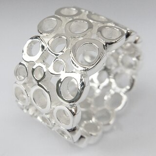 Silberring glnzende Kreise aus 925er Sterlingsilber - Gre 62