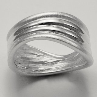 Silberring rundherum immer anders aus 925er Sterlingsilber