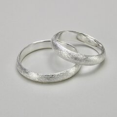 Schmaler Partnerring aus eismattiertem 925er Silber  -...
