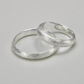 Schmaler Partnerring aus eismattiertem 925er Silber - Sterlingsilber - Gre 60