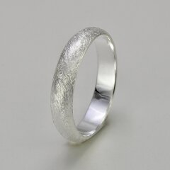 Schmaler Partnerring aus eismattiertem 925er Silber - Sterlingsilber - Größe 64
