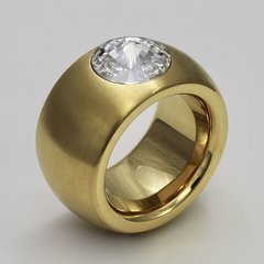 Breiter Ring aus vergoldetem Edelstahl - weißer...