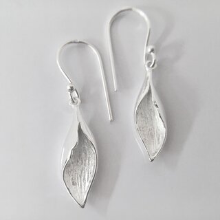 Ohrhnger Bltte aus teilweise geweitem 925er Silber - Ohrhnger - Sterlingsilber