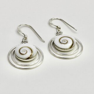 Ohrhnger aus 925er Silber mit Shiva Auge - 15  mm -  Ohrschmuck - Sterlingsilber - Operculum
