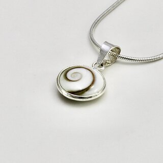 Anhnger aus 925er Silber mit Shiva Auge - 9  mm -  Kettenanhnger - Sterlingsilber - Operculum
