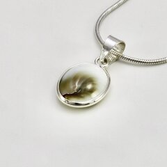 Anhänger aus 925er Silber mit Shiva Auge - 9  x 11 mm -  Kettenanhänger - Sterlingsilber - Operculum