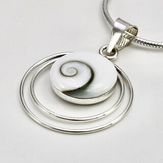 Anhnger aus 925er Silber mit Shiva Auge - 20 mm -  Kettenanhnger - Sterlingsilber - Operculum