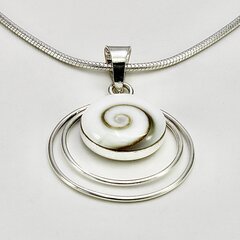 Anhänger aus 925er Silber mit Shiva Auge - 20 mm -  Kettenanhänger - Sterlingsilber - Operculum