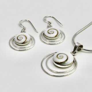 Schmuckset aus 925er Silber mit Shiva Auge - Kettenanhnger, Ohrhnger, Kette - Sterlingsilber - Operculum