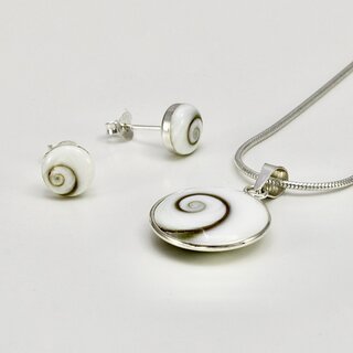 Schmuckset aus 925er Silber mit Shiva Auge - Kettenanhnger, Ohrsteckerr, Kette - Sterlingsilber - Operculum