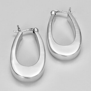 Schicke Creolen aus hochglanzpoliertem 925er Silber - 26 mm x 16 mm - Ohrringe - Sterlingsilber
