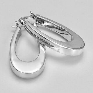 Schicke Creolen aus hochglanzpoliertem 925er Silber - 26 mm x 16 mm - Ohrringe - Sterlingsilber