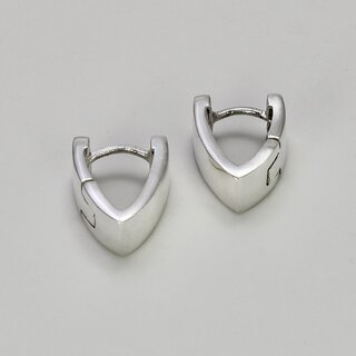 Kleine spitze Klappcreolen aus hochglanzpoliertem 925er Silber - 13 mm x 10 mm - Ohrringe - Sterlingsilber