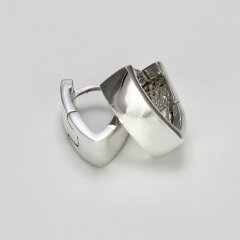 Kleine spitze Klappcreolen aus hochglanzpoliertem 925er Silber - 13 mm x 10 mm - Ohrringe - Sterlingsilber