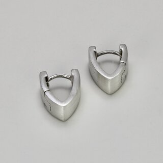 Kleine spitze Klappcreolen aus mattiertem 925er Silber - 13 mm x 10 mm - Ohrringe - Sterlingsilber