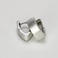 Kleine spitze Klappcreolen aus mattiertem 925er Silber - 13 mm x 10 mm - Ohrringe - Sterlingsilber