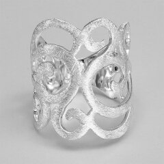 Breiter Rring Rankenornament aus eismattiertem 925er Silber - 23 mm - filigraner Fingerring - Sterlingsilber - Größe 52