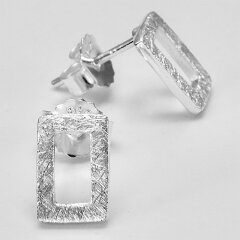 Ohrstecker Rechteck aus eismattiertem 925er Silber - 10...