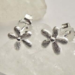 Ohrstecker Blume aus eismattiertem 925er Silber - Ohrringe - Sterlingsilber