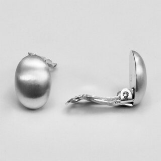 Ovale Ohrclips aus mattiertem 925er Silber - 11 mm x 13 mm - Ohrringe - Sterlingsilber
