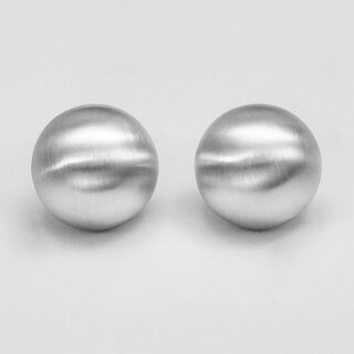 Runde Ohrclips Halbkugel aus mattiertem 925er Silber - 14 mm - Ohrringe - Sterlingsilber