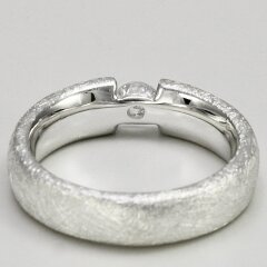 Bombierter Ring aus eismattiertem 925er Silber mit Zirkonia- 5 mm - Spannringeffekt - Sterlingsilber - Größe 56