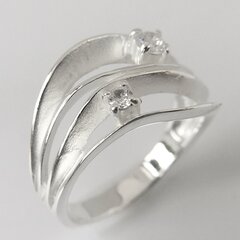 Ring schwebender Traum aus poliertem und satiniertem 925er Silber mit zwei Zirkonia- 13 mm - Sterlingsilber - Größe 60