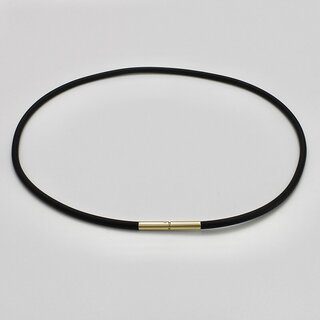 Kautschukband mit Bajonettverschluss aus vergoldetem Edelstahl - 3 mm - Halsband - Lnge 40 cm