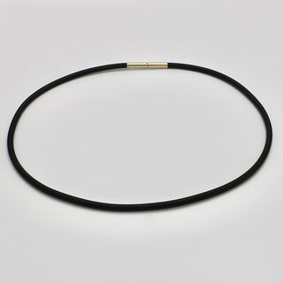 Kautschukband mit Bajonettverschluss aus vergoldetem Edelstahl - 3 mm - Halsband - Lnge 40 cm