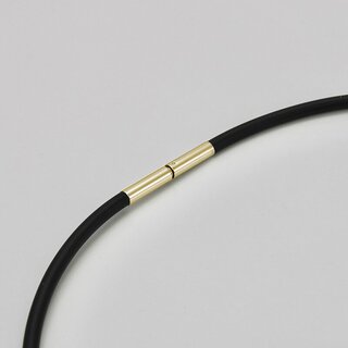 Kautschukband mit Bajonettverschluss aus vergoldetem Edelstahl - 3 mm - Halsband - Lnge 50 cm