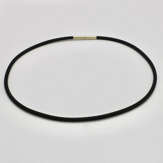 Kautschukband mit Bajonettverschluss aus vergoldetem Edelstahl - 3 mm - Halsband - Lnge 50 cm