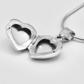 Kleines Herz-Medaillon aus poliertem 925er Silber - 14  x 14 mm - Kettenanhänger - Sterlingsilber