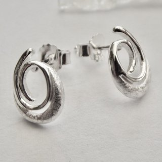 Ohrstecker Spirale aus 925er Silber -  eismatt  glnzend - Ohrringe - Sterlingsilber