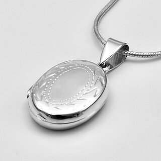 Kleines ovales Medaillon aus poliertem 925er Silber - 20  x 16 mm - Kettenanhänger - Sterlingsilber