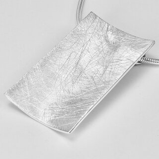 Groer Anhngerr gebogenes Rechteck aus gecraschtem 925er Silber - 52  x 28 mm - Kettenanhnger - Sterlingsilber