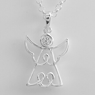 Anhnger Schutzengel aus poliertem 925er Silber mit Zirkonia - Glcksbringer - Kettenanhnger