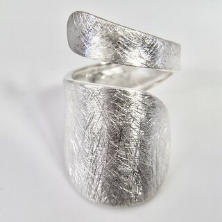 Eleganter offener Ring aus eismattiertem 925er Silber - asymmetrisch - Sterlingsilber - Gre 52