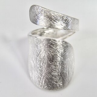 Eleganter offener Ring aus eismattiertem 925er Silber - asymmetrisch - Sterlingsilber - Größe 56