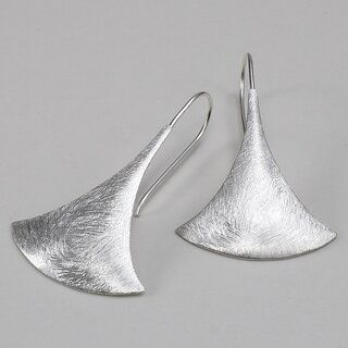 Große Ohrhänger Ginkgo-Blatt aus eismattiertem 925er Silber - 31 x 25 mm - Ohrringe - Sterlingsilber