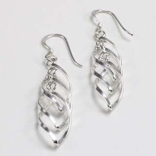 Bewegliche Ohrhänger verschlungene Blätter aus poliertem 925er Silber - 32 x 7 mm - Ohrringe - Sterlingsilber