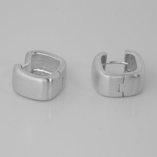 Groe Klappcreolen offenes abgerundetes Rechteck aus mattiertem 925er Silber - 15 x 17 mm - Ohrringe - Sterlingsilber
