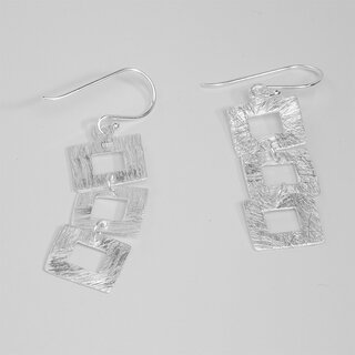 Bewegliche Ohrhänger hängende Rechtecke aus eismattiertem 925er Silber - 31 x 12 mm - Ohrringe - Sterlingsilber
