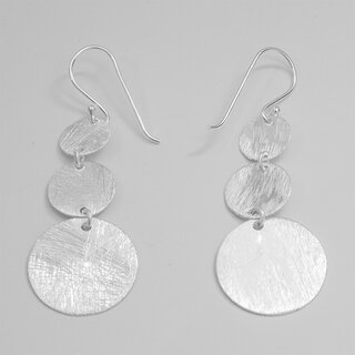 Ohrhänger hängende Scheiben aus eismattiertem 925er Silber - 36 x 22 mm - Ohrringe - Sterlingsilber