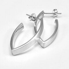 Ohrstecker "schmale Halbcreole" aus mattiertem 925er Silber - 30 mm x 15 mm - Ohrringe - Sterlingsilber