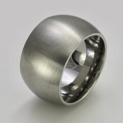 Auffälliger breiter Ring aus mattiertem Edelstahl - 15mm - Edelstahlring - Größe 74