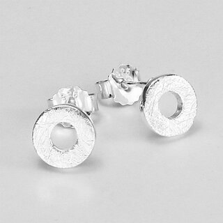 Ohrstecker Offene Scheibe aus eismattiertem 925er Silber - 8 mm - Ohrringe - Sterlingsilber