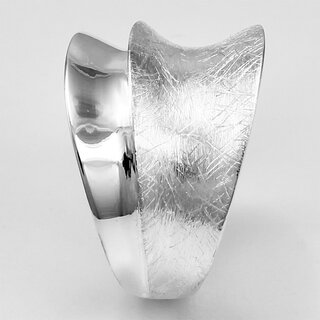 Eleganter Ring aus eismattiertem und poliertem 925er Silber - 17 mm  - Sterlingsilber - Gre 64