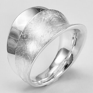 Eleganter Ring aus eismattiertem und poliertem 925er Silber - 17 mm  - Sterlingsilber - Gre 64