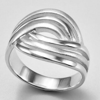 Filigraner Ring aus eismattiertem und poliertem 925er Silber - 15 mm  - Sterlingsilber - Größe 56