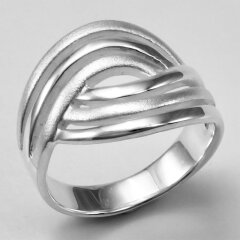 Filigraner Ring aus eismattiertem und poliertem 925er Silber - 15 mm  - Sterlingsilber - Größe 58